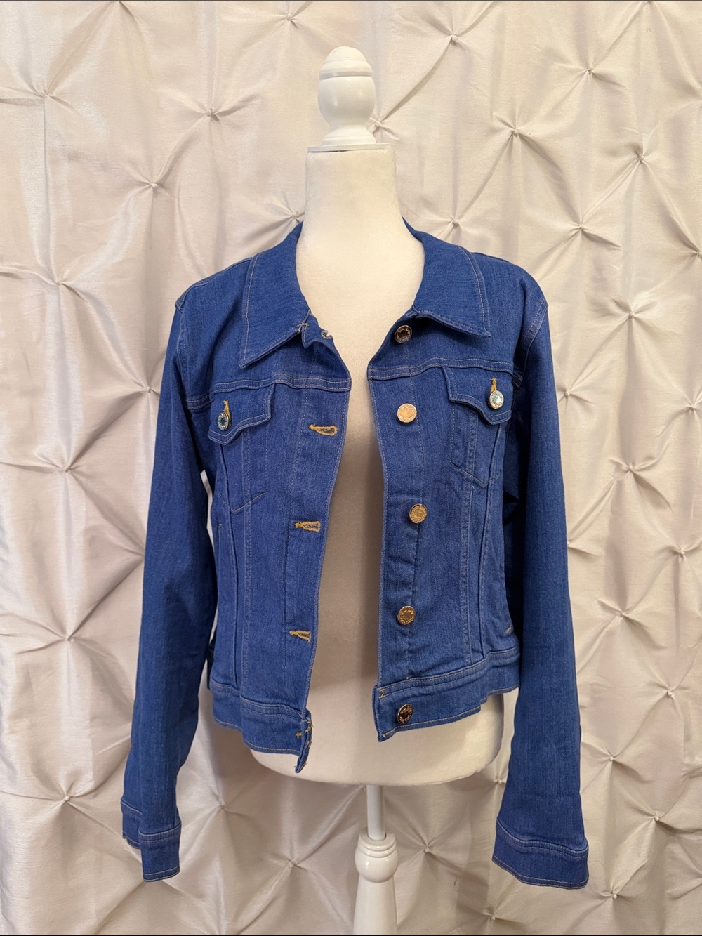 Lilly Pulitzer Medium Blue Denim Jacket with Gold Buttons